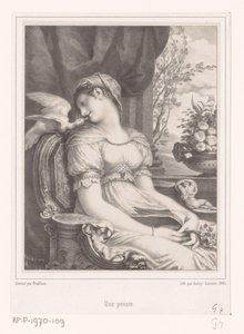 Mujer sentada con libro y pájaro blanco
Une pensée (título sobre objeto) de Hyacinthe Louis Victor Jean Baptiste Aubry Lecomte