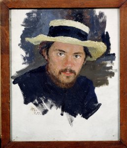 Autorretrato (Autorretrato). Pintura de Jakov Jakovlevich Kalinichenko (1869-1938), óleo sobre lienzo de Iakov Kalinichenko