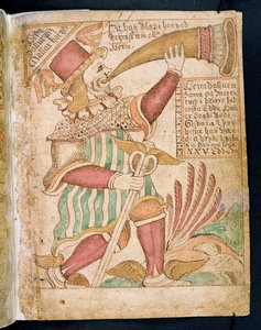 Heimdal tocando su cuerno antes del Ragnarok, del Melsteds Edda de Icelandic School