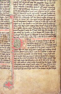 Inicial historiada P al comienzo de La Saga de los Groenlandeses, del Flateyjarbok (El Libro de Flatey) finales del siglo XIV de Icelandic School