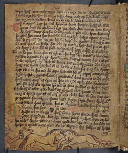 Pelea de caballos, del Heynesbok (El Libro de Heynes), primera mitad del siglo XVI