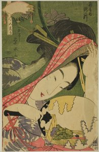 La Cortesana Takigawa del Ogiya, de la serie "Bellezas de los Cinco Festivales (Bijin gosekku)" de Ichirakutei Eisui