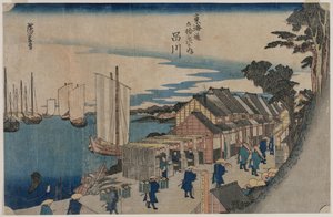 Shinagawa de la serie Cincuenta y tres estaciones del Tokaido de Ichiryusai Hiroshige II