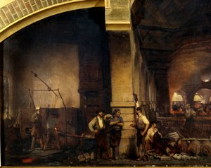 Metalurgia: La gran forja de Fourchambault (detalle) de Ignace Francois Bonhomme