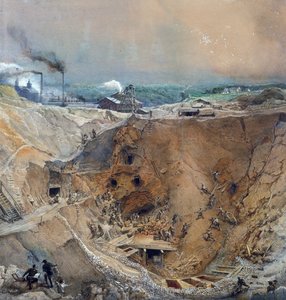 Minería a cielo abierto en Vieille Montagne, Saona y Loira, c.1854 de Ignace Francois Bonhomme