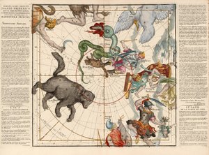 Polo Norte, Placa 1 de Globi coelestis in tabulas planas redacti descriptio, pub. 1674 de Ignace Gaston Pardies