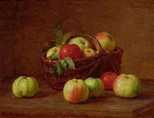 Manzanas en una cesta y en una mesa, 1888