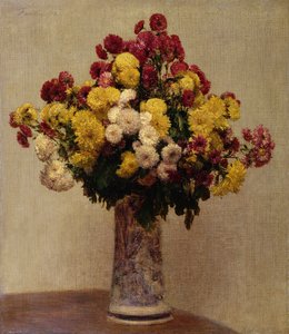 Crisantemos en un jarrón de Ignace Henri Jean Fantin Latour