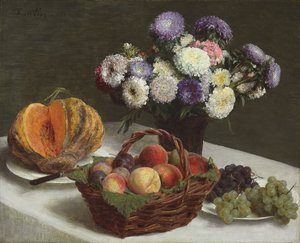 Flores y frutas, 1865 de Ignace Henri Jean Fantin Latour