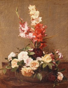 Gladiolos y rosas de Ignace Henri Jean Fantin Latour