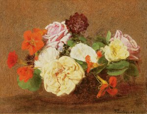 Rosas y Capuchinas en un Jarrón, 1883