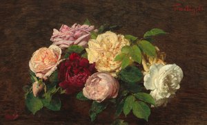 Rosas de Niza sobre una mesa de Ignace Henri Jean Fantin Latour