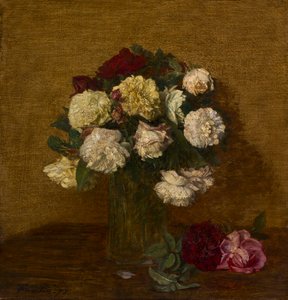 Rosas en un jarrón de Ignace Henri Jean Fantin Latour