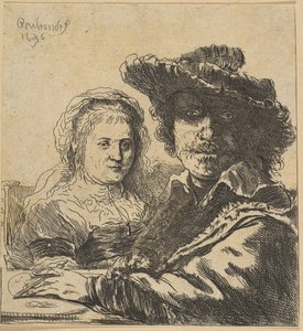 Rembrandt y su esposa copia, 1786-1844 de Ignace Joseph de Claussin