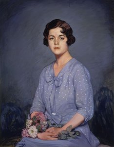 Lucía (retrato de joven sentada con flores en la mano) (siglo XX)