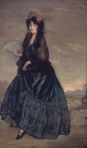 Mujer con mantilla, flores y abanico de Ignacio Zuloaga y Zabaleta