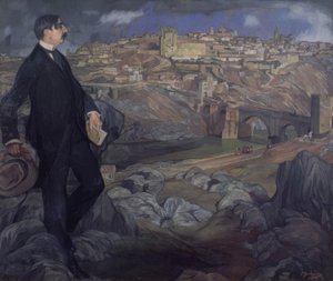 Maurice Barres con Toledo en el fondo de Ignacio Zuloaga y Zabaleta