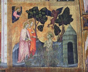 San Francisco se arroja a los zarzales espinosos, fresco de la Porciúncula, 1393 de Ilario da Viterbo