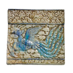 Azulejo con fénix, de Kashan, Irán, periodo iljaní, principios del siglo XIV (pasta de piedra) de Ilkhanid Ilkhanid