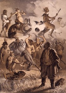 Ilustración para el cuento La carta perdida de Noches en una granja cerca de Dikanka de Nikolai Gogol de Illarion Mikhailovich Pryanishnikov
