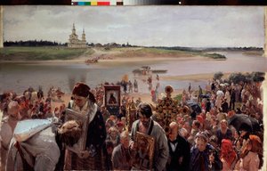 Procesión de Semana Santa. Pintura de Illarion Mikhailovich Pryanishnikov (1840-1894), óleo sobre lienzo