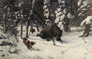 La caza del oso de Illarion Mikhailovich Pryanishnikov