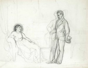 Adelina Patti (1843-1919) como Violetta en la ópera La traviata de Giuseppe Verdi par Repin, Ilya Yefimovich (1844-1930), finales de la década de 1860-principios de la de 1870 - Lápiz sobre papel - Palacio de Constantino, San Petersburgo