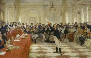 ""Alexander Pushkin en un examen en el Liceo de Tsarskoye Selo el 8 de enero