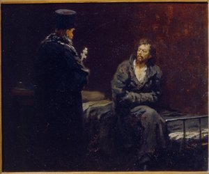 Antes de la confesión. Pintura de Ilya Yefimovich Repin (Ilia Repin) (1844-1930), óleo sobre lienzo de Ilya Efimovich Repin