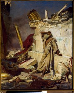 "" Jeremie de luto por la destrucción de Jerusalén "" Pintura de Ilya Yefimovich Repin (Ilia Repin) (1844-1930) 1870, Dim 91,3x75 cm Galería Estatal Tretyakov, Moscú de Ilya Efimovich Repin