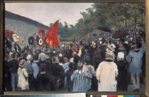 La reunión anual en el cementerio Pere Lachaise de París. (Frente al Muro Federado, frente al cual fueron fusilados los combatientes de la Comuna en 1871, que desde entonces se ha convertido en el símbolo de la lucha por la libertad y los ideales revolucio de Ilya Efimovich Repin