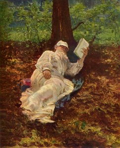 León Nikoláievich Tolstói descansando en el bosque de Ilya Efimovich Repin