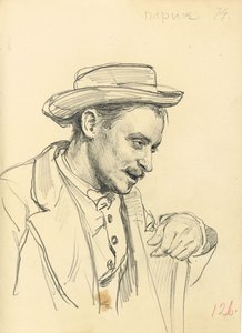 Hombre con sombrero de perfil de Ilya Efimovich Repin