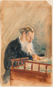 Retrato del autor Leo N Tolstoy (Retrato del autor Leo N Tolstoy) - Obra de Ilya Yefimovich Repin (Ilia Repin) (1844-1930), acuarela sobre papel (16x10 cm), hacia 1900, arte ruso, siglo XX - Privado recopilación de Ilya Efimovich Repin