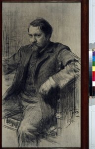 Retrato du peintre Valentin Aleksandrovitch Serov (1865-1911) (Valentin Alexandrovich Serov) - Dessin de Ilya Yefimovich (Iefimovich) Repin (1844-1930), crayon sur papier