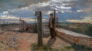 TRABAJADORA FERROVIARIA EN KHOTKOVO de Ilya Efimovich Repin