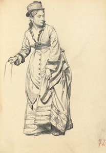 Mujer de Pie Sosteniendo su Vestido, c. 1872-1875 de Ilya Efimovich Repin