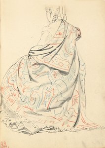 Estudio para "Un café parisino": Vestido de una mujer sentada desde atrás, c. 1872-1875 de Ilya Efimovich Repin