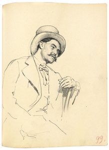 Estudio para "Un café parisino": Hombre sentado con sombrero, c. 1872-1875 de Ilya Efimovich Repin