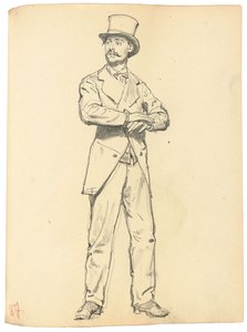 Estudio para "Un café parisino": Hombre de pie con sombrero, piernas separadas, c. 1872-1875 de Ilya Efimovich Repin