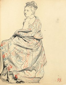 Estudio para "Un Café Parisino": Estudio del Vestido para una Mujer Sentada, c. 1872-1875 de Ilya Efimovich Repin