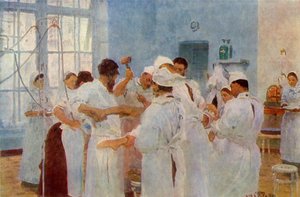 Cirujano Yevgeni Vasilyevich Pavlov 1845-1916 en el quirófano de Ilya Efimovich Repin