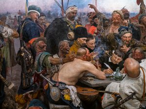 LOS COSACOS ZAPOROGUES ESCRIBIENDO UNA CARTA AL SULTÁN DE TURQUÍA