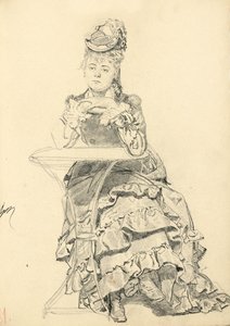 Mujer sentada en una mesa de café, c. 1872-1875