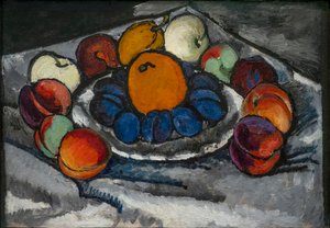 Naturaleza muerta. frutas en un plato de Ilya Ivanovich Mashkov