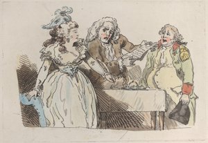 Una joven heredera se prepara para firmar un documento, 1780-1800 de Imitator of Thomas Rowlandson.