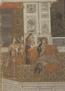 Retrato de una princesa disfrutando de la música, Krishnagar, Bengala Occidental
