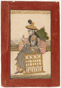 Una dama enjoyada, Escuela de Kota, 1690-1720 de Indian School