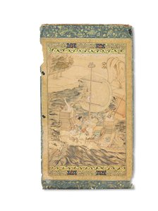 Una carabela atacada por un monstruo marino, India mogol, c.1590 de Indian School