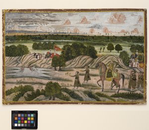 Un nawab y sus sirvientes en una expedición de caza, c.1780 de Indian School